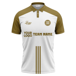 custom logo & team text white black sports jersey polo shirt for men