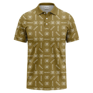 custom logo & text repeat all over print polo shirt