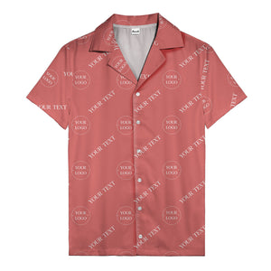 custom logo & text repeat black hawaiian shirt for personalized branding
