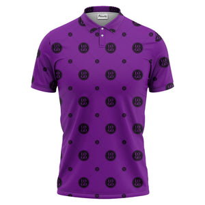 geometric logo repeating polo hawaiian shirt