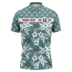 tropical hibiscus custom logo polo hawaiian shirt