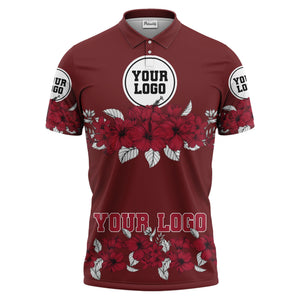 hibiscus floral polo shirt hawaiian shirt