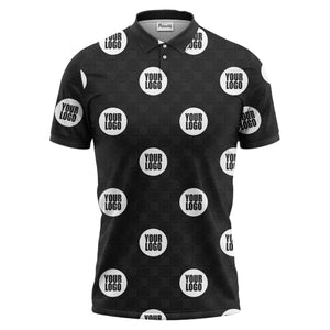 custom logo repeating polo shirt hawaiian shirt