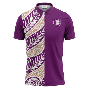 custom multi color tribal geometric curved lines leaf spirals ethnic polo shirt for men
