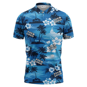 purple tropical sunset polo custom polo shirt