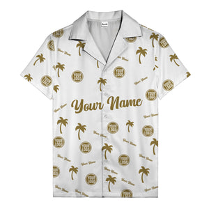 custom palm tree silhouette & name logo black white hawaiian shirt