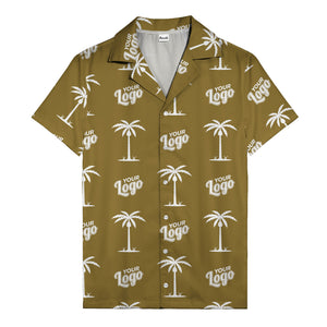 custom palm trees & your logo repeat black gold hawaiian shirt