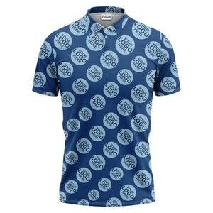 Custom Repeating Geometric Circles Logo Polo Shirt For Personalized Branding