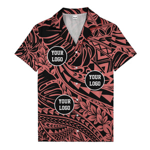 customizable logo circles pattern black hawaiian shirt for men