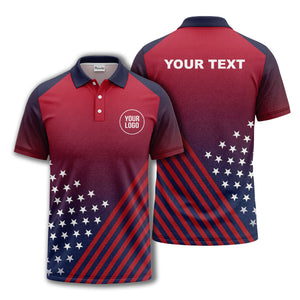 diagonal stars & stripes gradient patriotic polo shirt for men