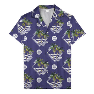 diamond waves & palm trees graphic hawaiian shirt for men