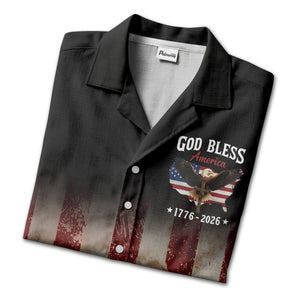 Distressed Eagle Soaring Over Vintage Flag Stars Patriotic Aloha Shirt Hawaiian Shirt