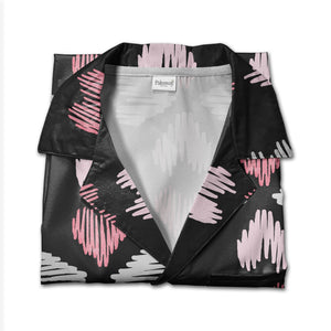 Elegant Bows and Hearts Hawaiian Shirt with Floral Branches in Dusty Rose