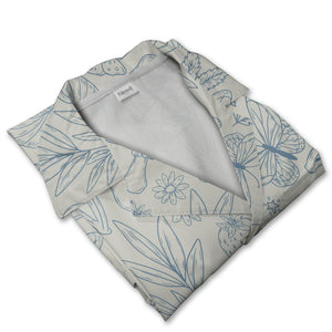 Fuchsia and Cyan Doodle Mushroom Hawaiian Shirt on Navy Blue