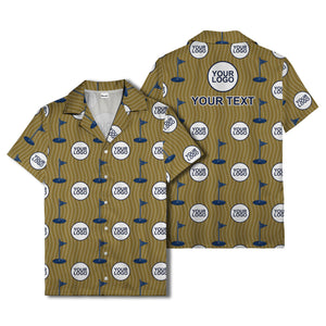 golf flag & custom logo repeat hawaiian shirt for men