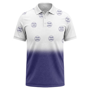 gradient black white custom logo repeat polo shirt