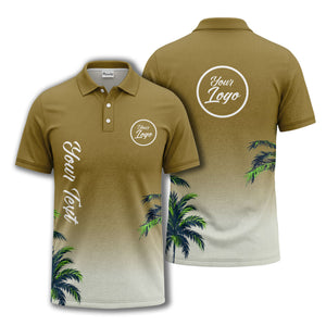 gradient fade palm trees silhouette polo shirt with custom text