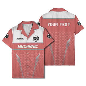 hexagon mechanic logo grid hawaiian shirt for automotive pros