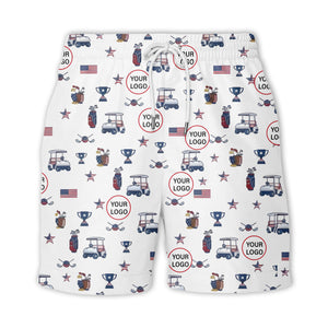 illustrated golf cart trophy flag hawaiian shirt for men