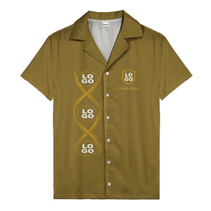 infinity symbol & shield crest black gold hawaiian shirt for men