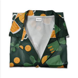 Irish Celebration Hawaiian Shirt with Teal Green Beer Mugs and Gold Coins
