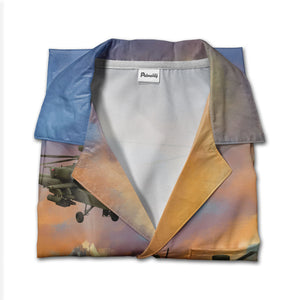 Military Helicopter Scenic Mountain Hawaiian Shirt – Adventure & Landscape