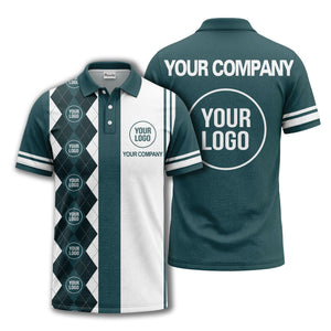 monochrome argyle diamond & custom logo polo shirt