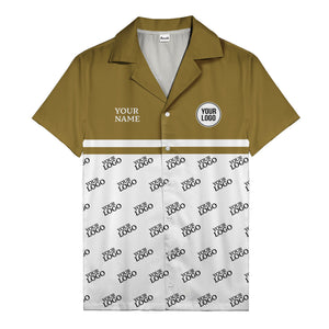 monochrome custom logo repeat hawaiian shirt for men