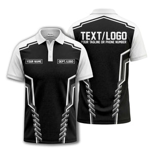 monochrome geometric lines custom name logo polo shirt for departments