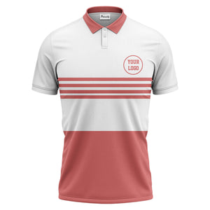 monochrome horizontal stripes & circular logo modern minimalist polo shirt for men
