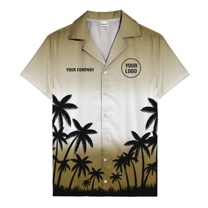monochrome palm tree gradient silhouette hawaiian shirt for men