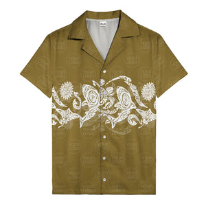 monochrome tribal turtle & sun motifs heritage hawaiian shirt