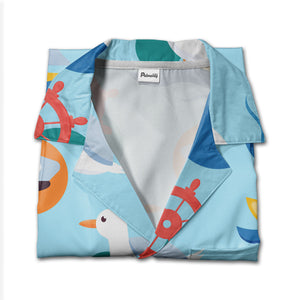 Nautical Captain Hat & Ship Wheel Hawaiian Shirt – Seagull Sailing Fun