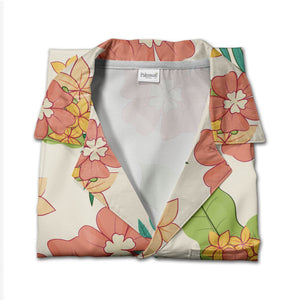 Pale Beige Bird of Paradise Hawaiian Shirt with Plumeria and Banana Leaves