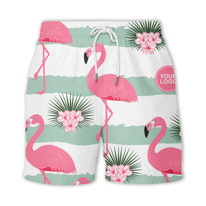 pink flamingos watercolor aloha shirt with mint stripes and tropical flowers hawaiian shirt