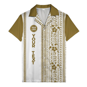 polynesian tribal turtles & hibiscus stripes black white hawaiian shirt