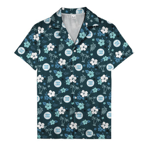 Purple Palm Blooms & Teal Leaf Hawaiian Shirt For Men