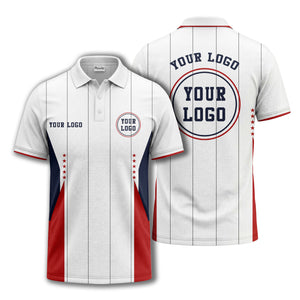 red stars & navy stripes custom logo golf performance polo shirt