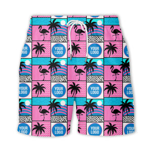 retro pink flamingos & palm trees 1980s hawaiian shirt