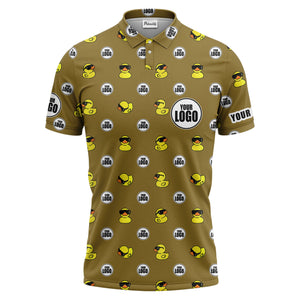 rubber duck repeat cartoon pattern custom logo black polo shirt for men
