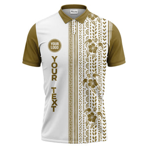 sea turtles hibiscus polynesian tribal black white polo shirt for men
