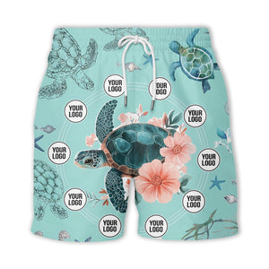 sea turtles swim through coral reef and hibiscus watercolor hawaiian shirt