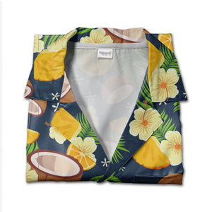 Sky Blue Hibiscus Beach Ball Hawaiian Shirt with Palm Fronds and Sun