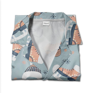 Sky Blue Winter Accessories Hawaiian Shirt with Ice Skates Pattern