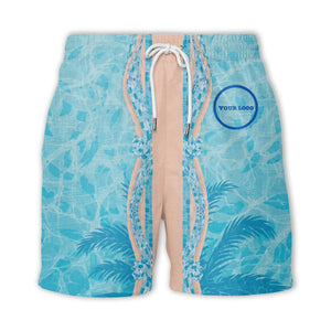 swimming pool mosaic palm trees watercolor hawaiian shirt