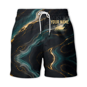 teal gold marble waves luxury yacht abstract hawaiian shirt