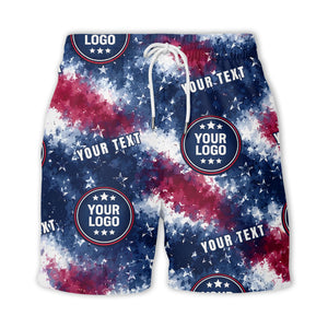 tie-dye stars & flag custom logo patriotic hawaiian shirt for men