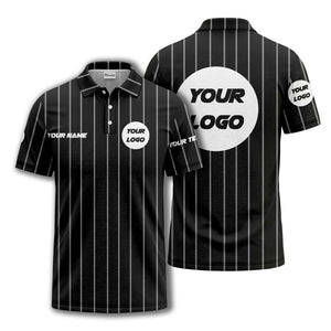 vertical pinstripe custom logo personalized text polo shirt