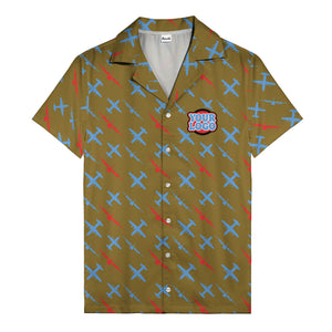 vintage airplane repeat pattern hawaiian shirt for aviation fans