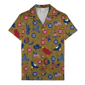 vintage cartoon statue of liberty & eagles patriotic hawaiian shirt